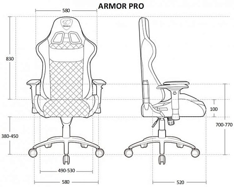 Кресло геймерское, дышащая экокожа Cougar Armor PRO Black