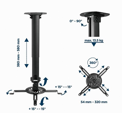 Потолочный поворотный кронштейн для проектора Gembird CM-B-01