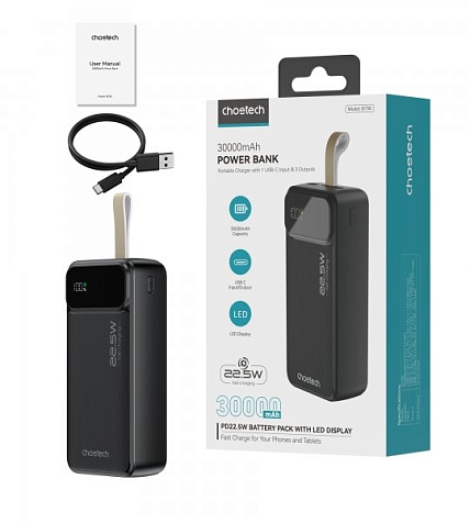 Повербанк Choetech B730-ACBK 30000 mAh, PD 22,5 Вт