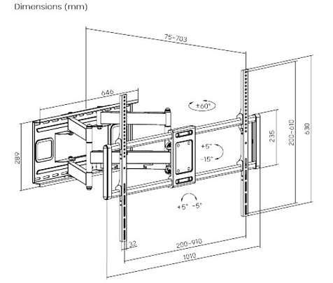 Настенный поворотный кронштейн для телевизора Gembird WM-120ST-01