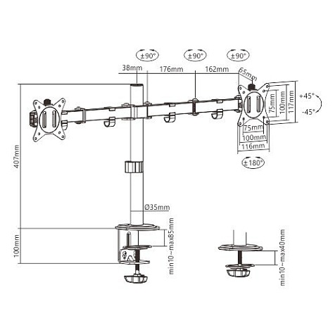 Кронштейн для монитора Gembird MA-D2-01