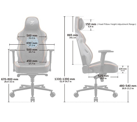 Кресло геймерское, дышащая экокожа Cougar NxSys Aero