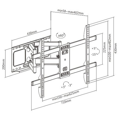 Настенный поворотный кронштейн для телевизора Gembird WM-80ST-02