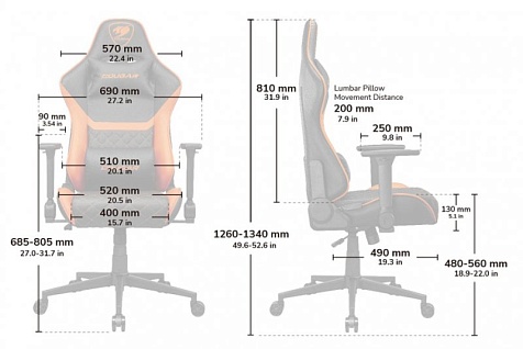 Кресло геймерское, текстильная ткань Cougar ARMOR ONE V2 GOLD F