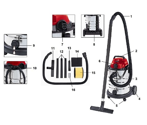 Будівельний пилосос Einhell TC-VC1930SA Kit (2342230)