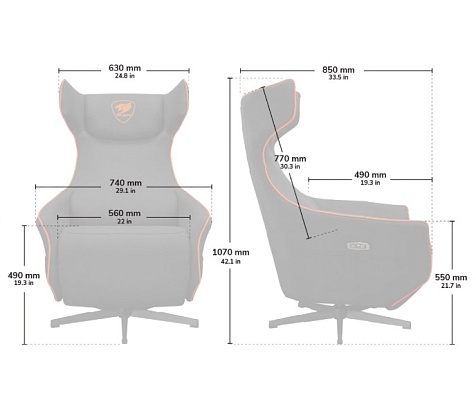 Кресло-реклайнер геймерское, дышащая ткань Cougar MAGUS Gray