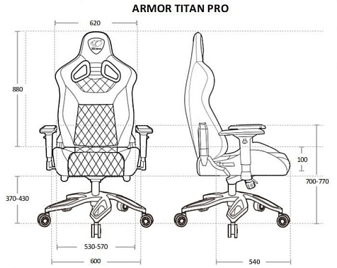 Кресло геймерское, дышащая экокожа Cougar Armor TITAN PRO