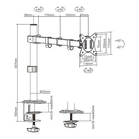 Кронштейн для монитора Gembird MA-D1-01