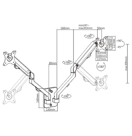 Кронштейн для монитора Gembird MA-WA2-01