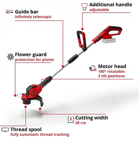 Триммер аккумуляторный Einhell GE-CT18/28 Li Solo (3411242)