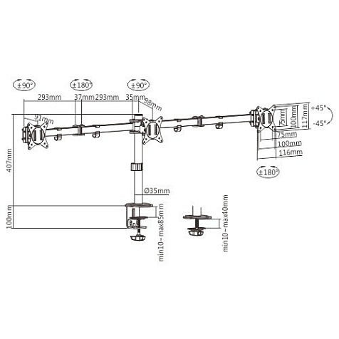 Кронштейн для монитора Gembird MA-D3-01