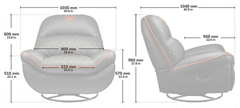 Кресло-софа геймерское, дышащая экокожа Cougar OVERLORD